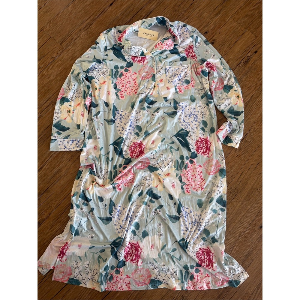 ekouaer pajamas Long Gown Size Xl Floral